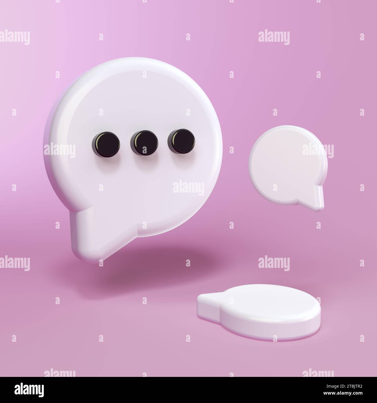 Icone chat Bubble isolate su sfondo rosa. Stile minimalista dei cartoni animati. Concetto Inthernet. Illustrazione rappresentazione 3D. Foto Stock