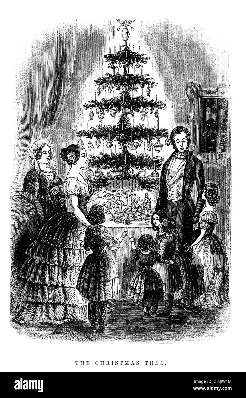 1848 , 25 dicembre , Londra , GRAN BRETAGNA : il principe consorte ALBERTO di SASSONIA COBURGO GOTHA SAALFELD ( 1819 - 1861 ) con la regina VITTORIA Hannover d' Inghilterra ( 1819 - 1901 ) e 5 figli il giorno NOTTE DI NATALE sotto l' ALBERO DI NATALE . Ritratto inciso in ILLUSTRATED LONDON NEWS , dicembre 1848 . - REALI - NOBILI - REALI - NOBILTÀ - FAMIGLIA - FAMIGLIA - riunita sotto l'ALBERO DI NATALE - notte - INGHILTERRA - GRAN BRETAGNA - REGNO UNITO - principe consorte - ritratto - WINDSOR - Regina Vittoria - epoca vittoriana - vittoriana - STORIA - FOTO STORICHE - OTTOCENTO - '800 - '800 Foto Stock