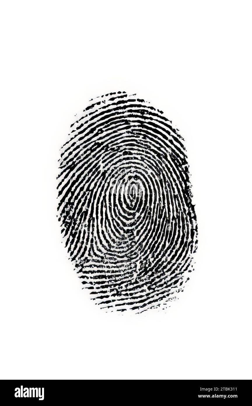 Concetto di verifica dell'identità delle impronte digitali, background di ricerca biometrica criminale Foto Stock