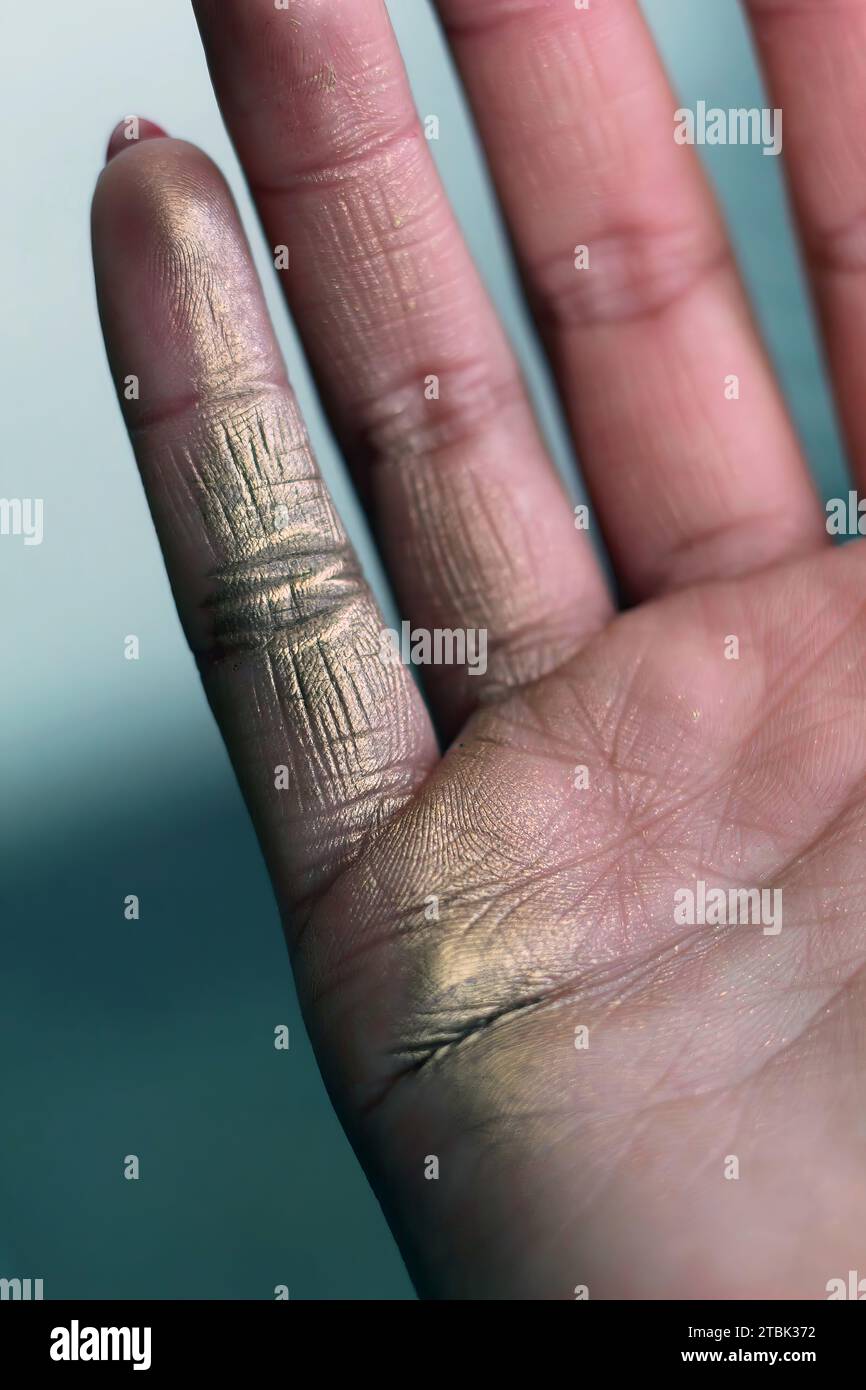 Concetto di verifica dell'identità delle impronte digitali, background di ricerca biometrica criminale Foto Stock