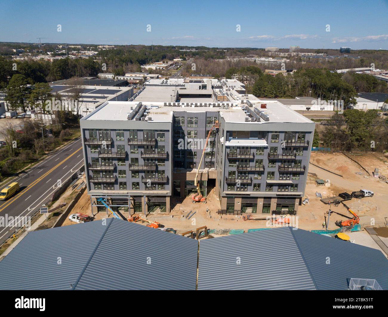 Foto con droni di edifici commerciali a Raleigh, North Carolina Foto Stock