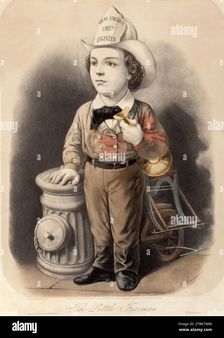 "Young America Chief Engineer. circa 1857. Litografie colorate a mano di Louis Maurer (americano, 1832-1932)" Foto Stock