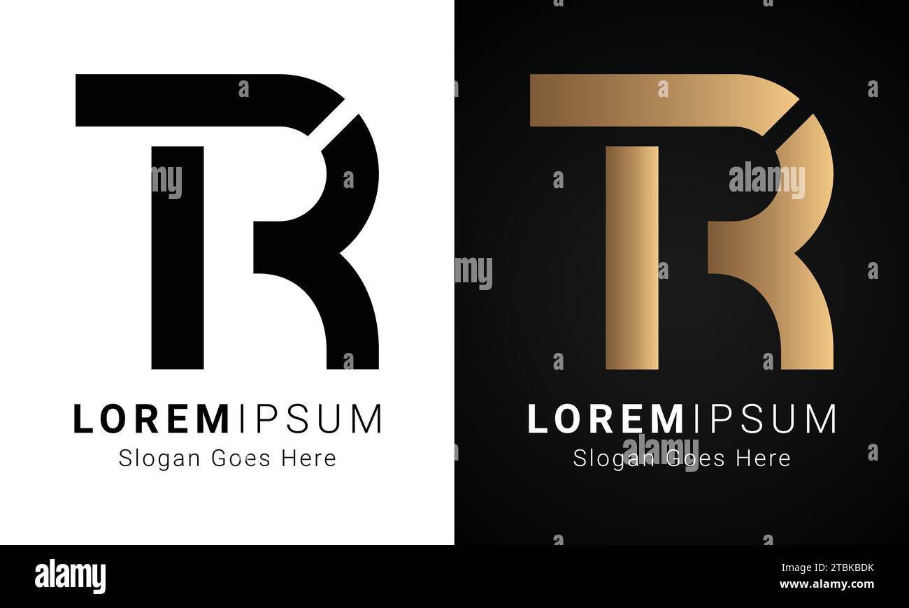 Design con logo TR o RT monogramma Luxury iniziale lettera di testo Illustrazione Vettoriale