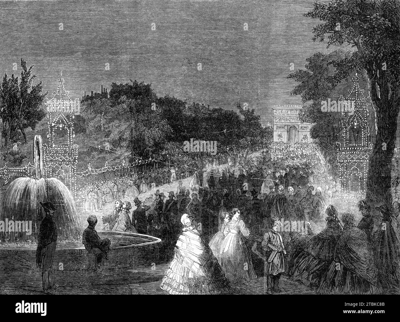 The Imperial Fetes a Parigi: Vista dal punto rotondo negli Champs Elysees, 1861. Foto Stock