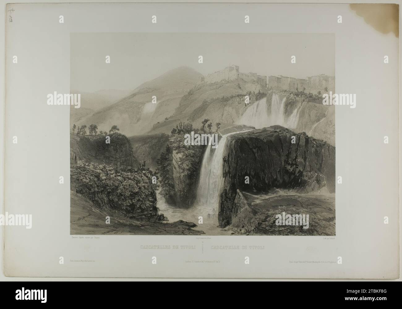 Cascate di Tivoli, lastra diciotto da Italie Monumentale et Pittoresque, c. 1848. Foto Stock