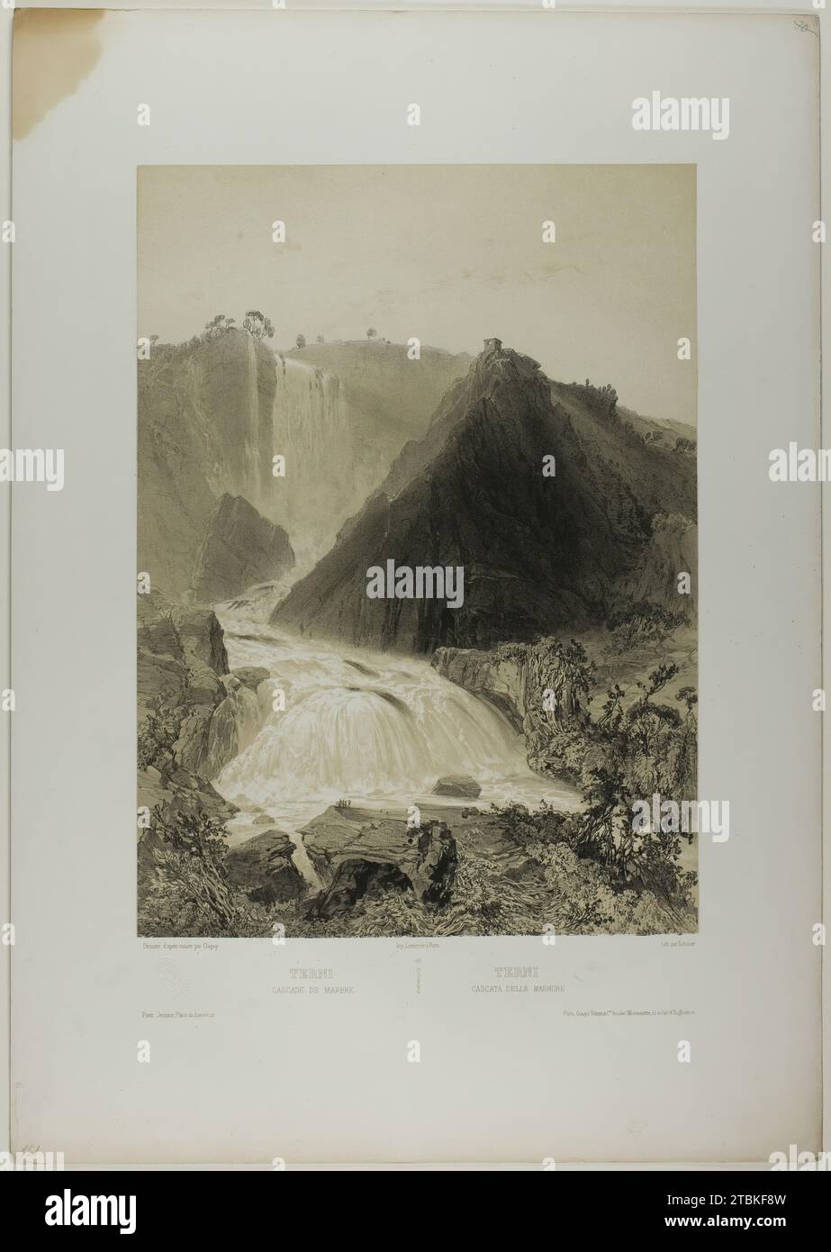 Terni: Cascate di marmo, tavola venti da Italie Monumentale et Pittoresque, c. 1848. Foto Stock