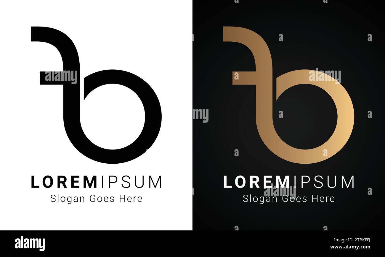 Design con logo monogramma Luxury iniziale FB o BF Text Letter Illustrazione Vettoriale