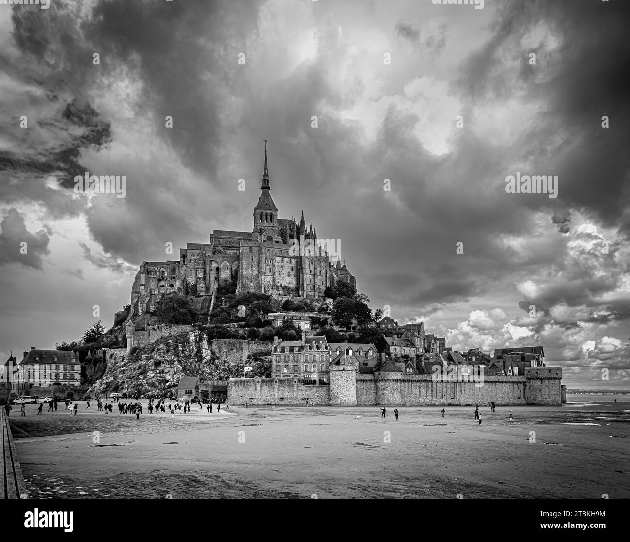 Mont Saint-Michel, Francia, 22 settembre 2023, vista dell'isola e della sua baia in Normandia Foto Stock