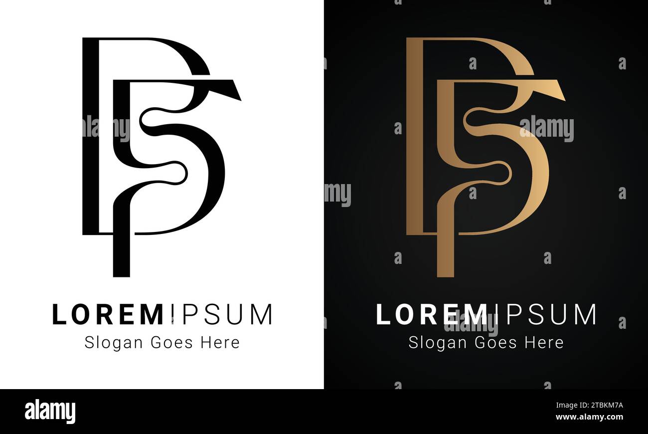 Design con logo monogramma Luxury iniziale FB o BF Text Letter Illustrazione Vettoriale