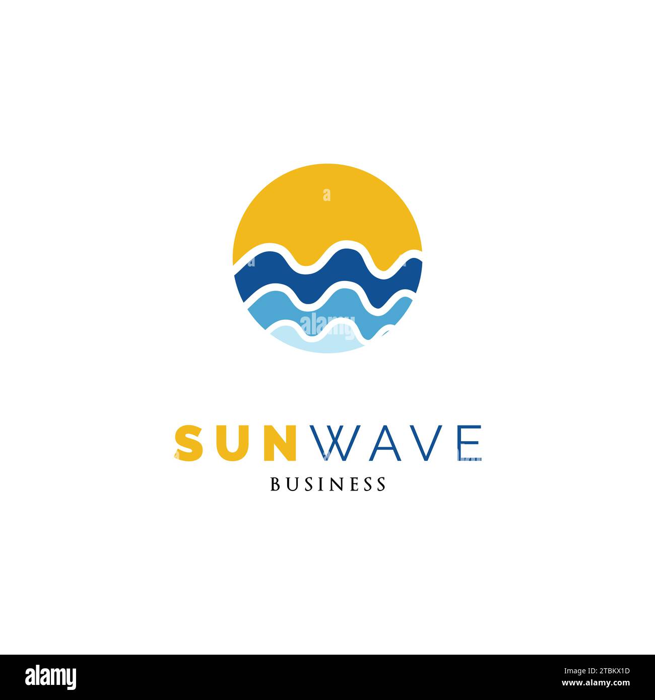 Modello di design con logo Sun Waves Icon Sea Waves Illustrazione Vettoriale