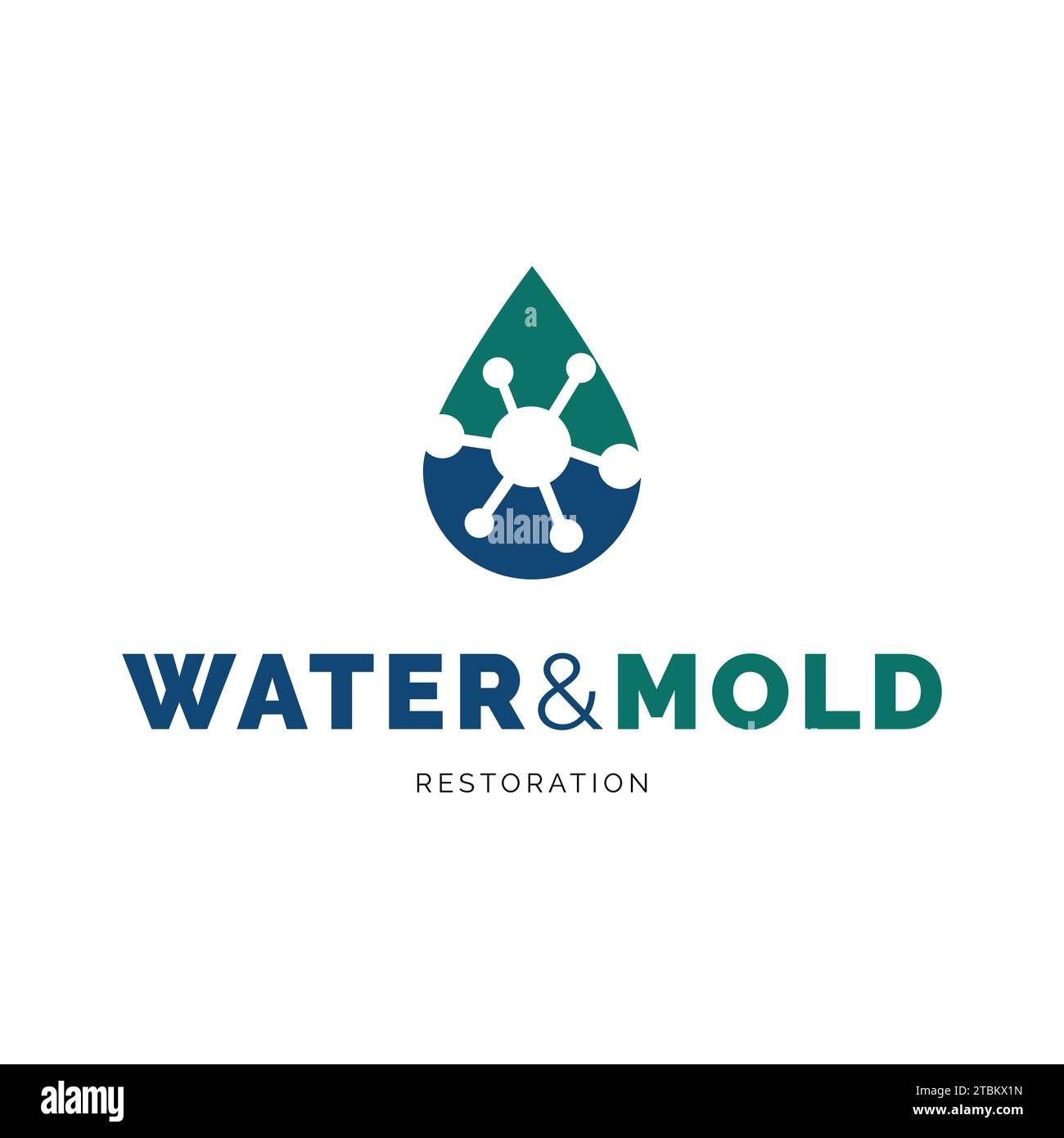 Ispirazione per il design del logo dell'icona del restauro di acqua e muffe Illustrazione Vettoriale