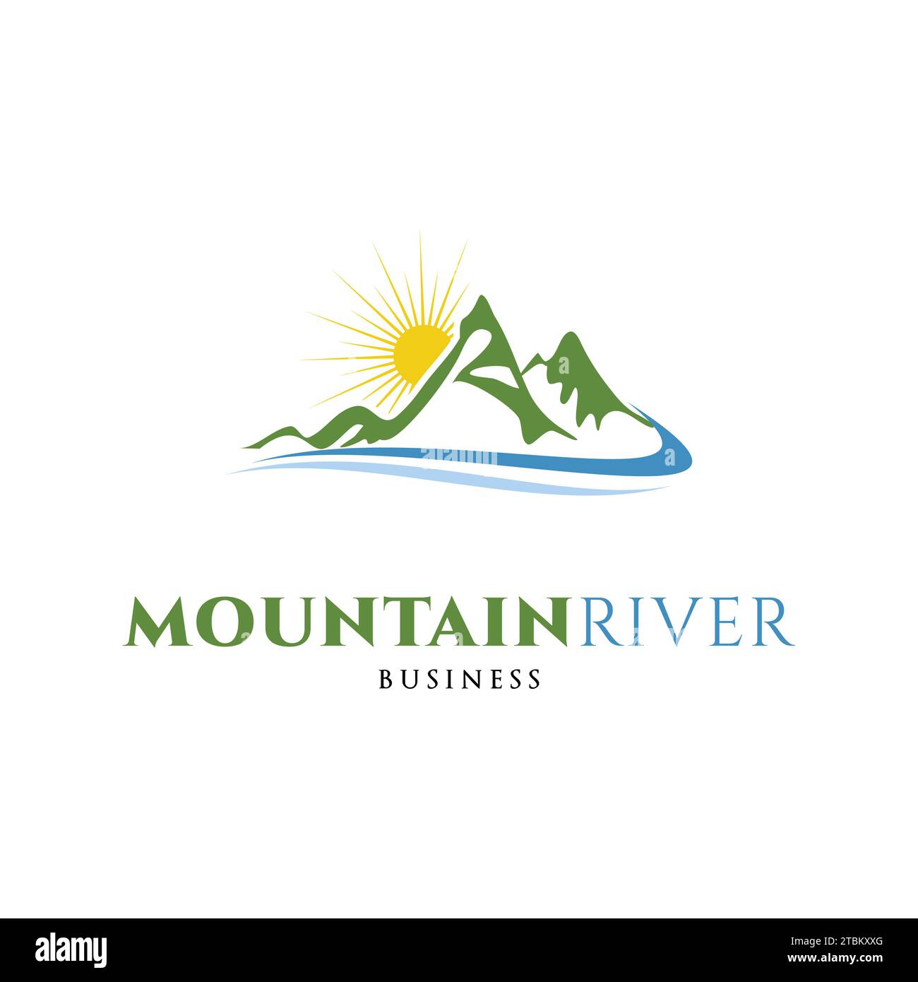 Modello di design con logo Mountain River Icon Illustrazione Vettoriale