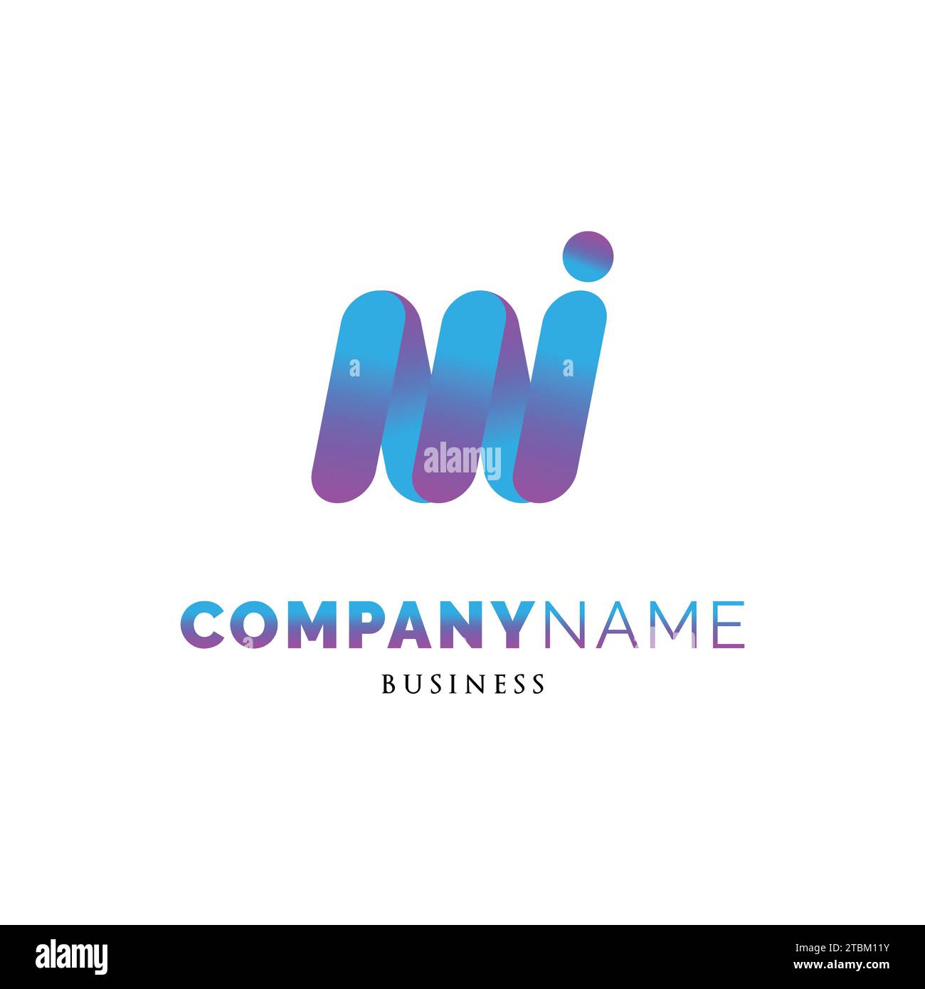 Icona lettera iniziale mi modello di progettazione del logo Illustrazione Vettoriale