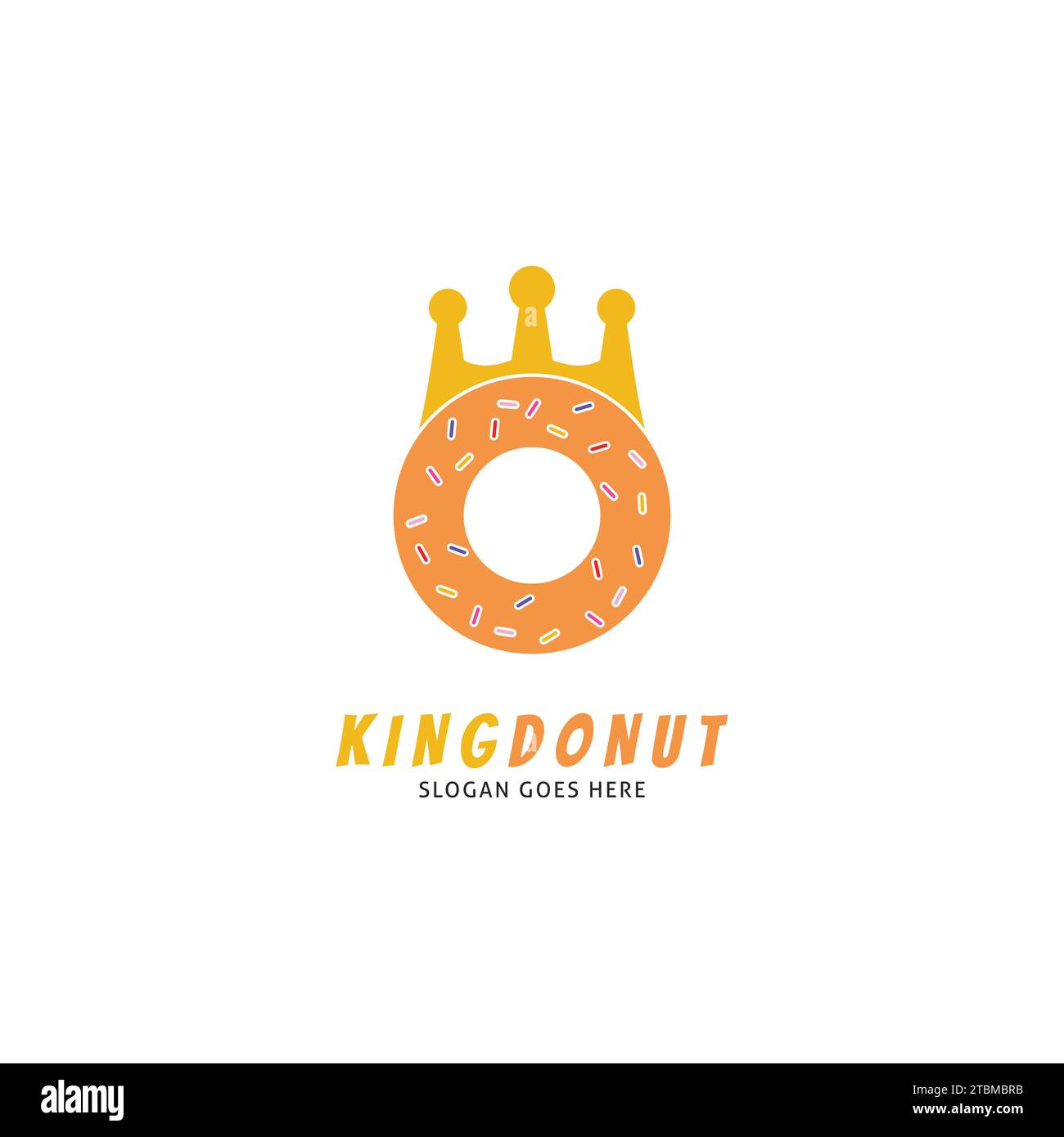 Icona King Donuts disegno illustrativo del modello con logo vettoriale Illustrazione Vettoriale