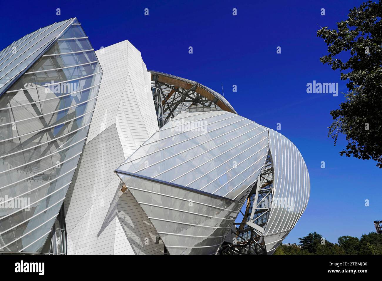 Fondation Louis Vuitton, museo privato di arte moderna, architetto Frank Gehry, Bois de Bologne, Parigi, Ile de France, Francia Foto Stock