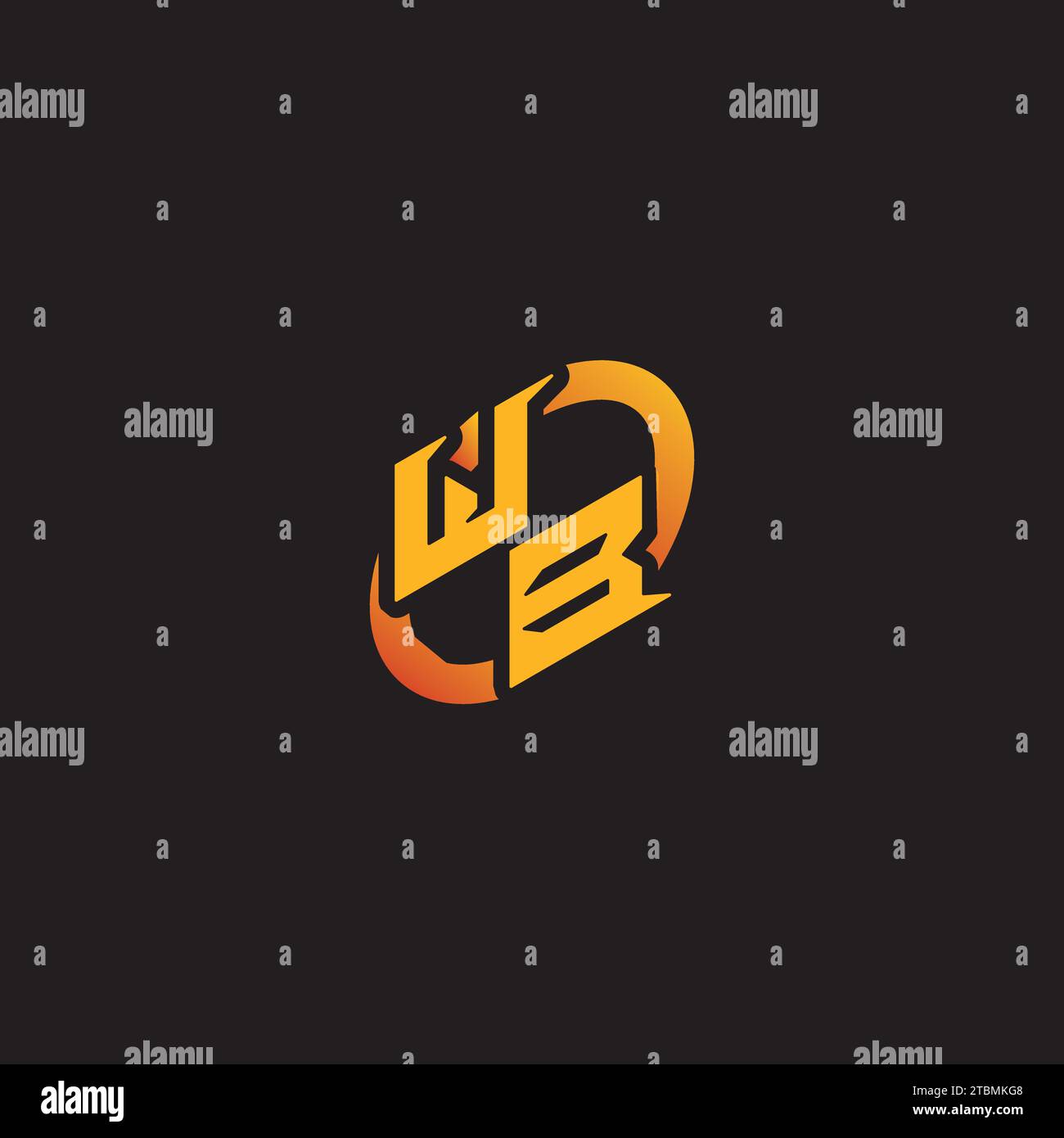 Lettera combinata BW iniziali univoche del logo per il team di gioco, youtube, Twitch Illustrazione Vettoriale