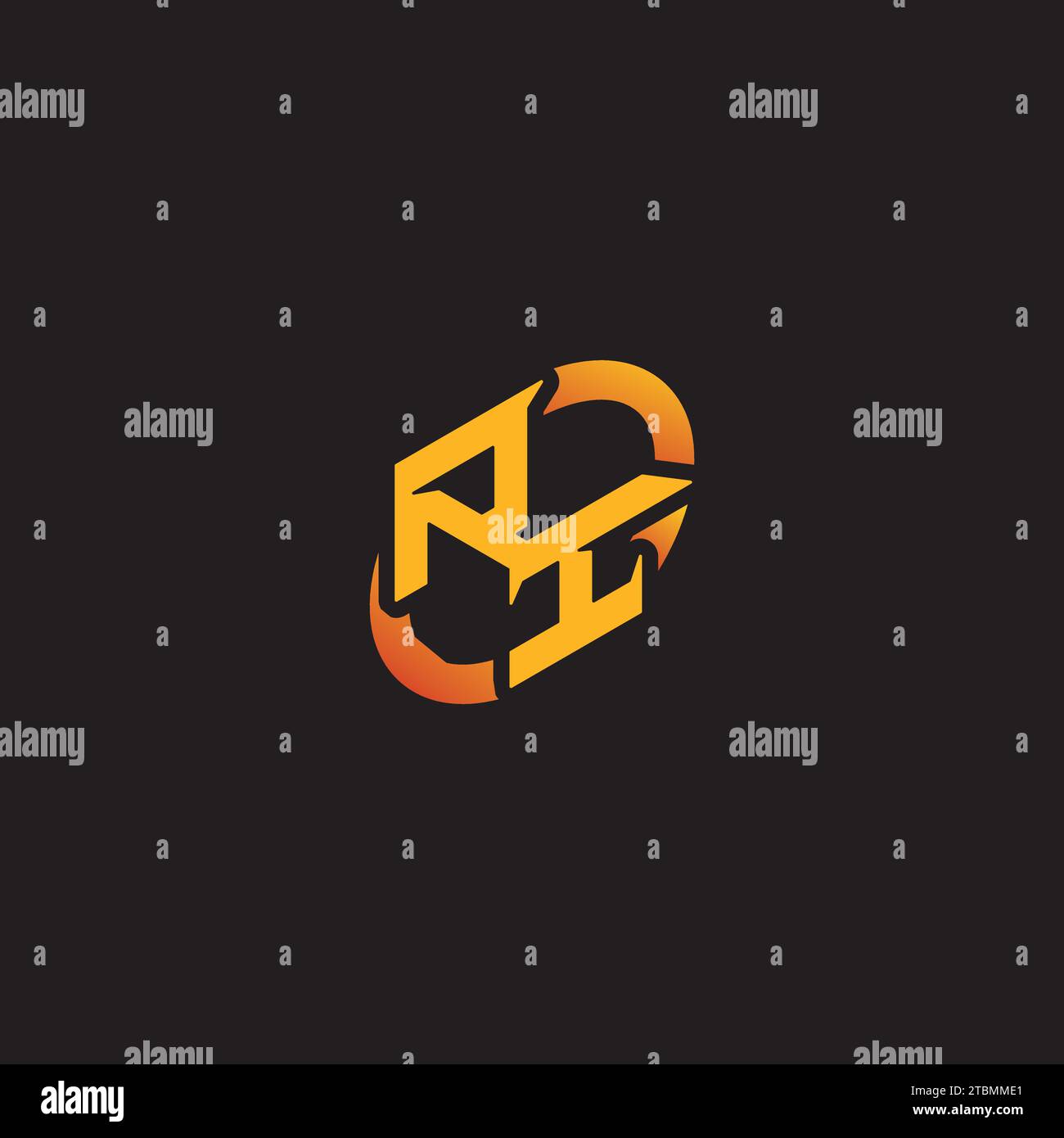 Lettera di combinazione IR iniziali univoche del logo per il team di gioco, youtube, Twitch Illustrazione Vettoriale