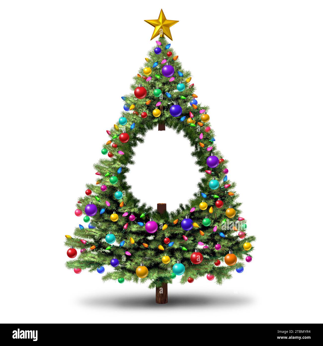 Debito natalizio e metafora delle difficoltà finanziarie come albero di Natale che rappresenta la crisi del credito, la spesa dei consumatori e il ba Foto Stock