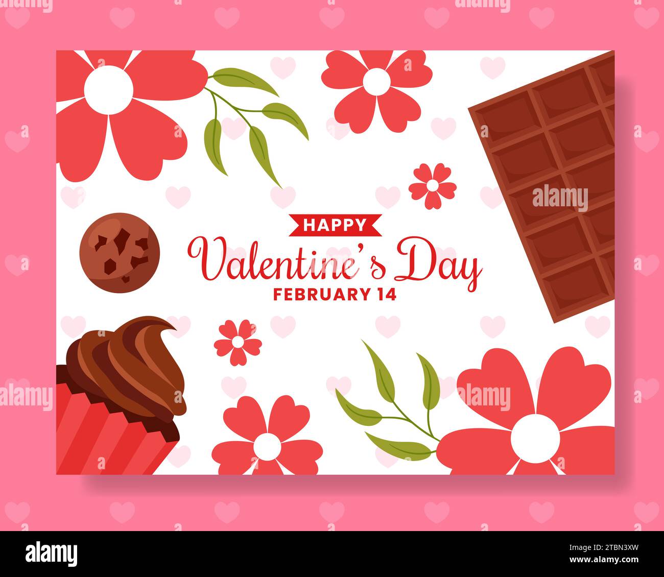 Buon San Valentino Photocall Flat Cartoon Handdrawn Templates illustrazione di sfondo Illustrazione Vettoriale