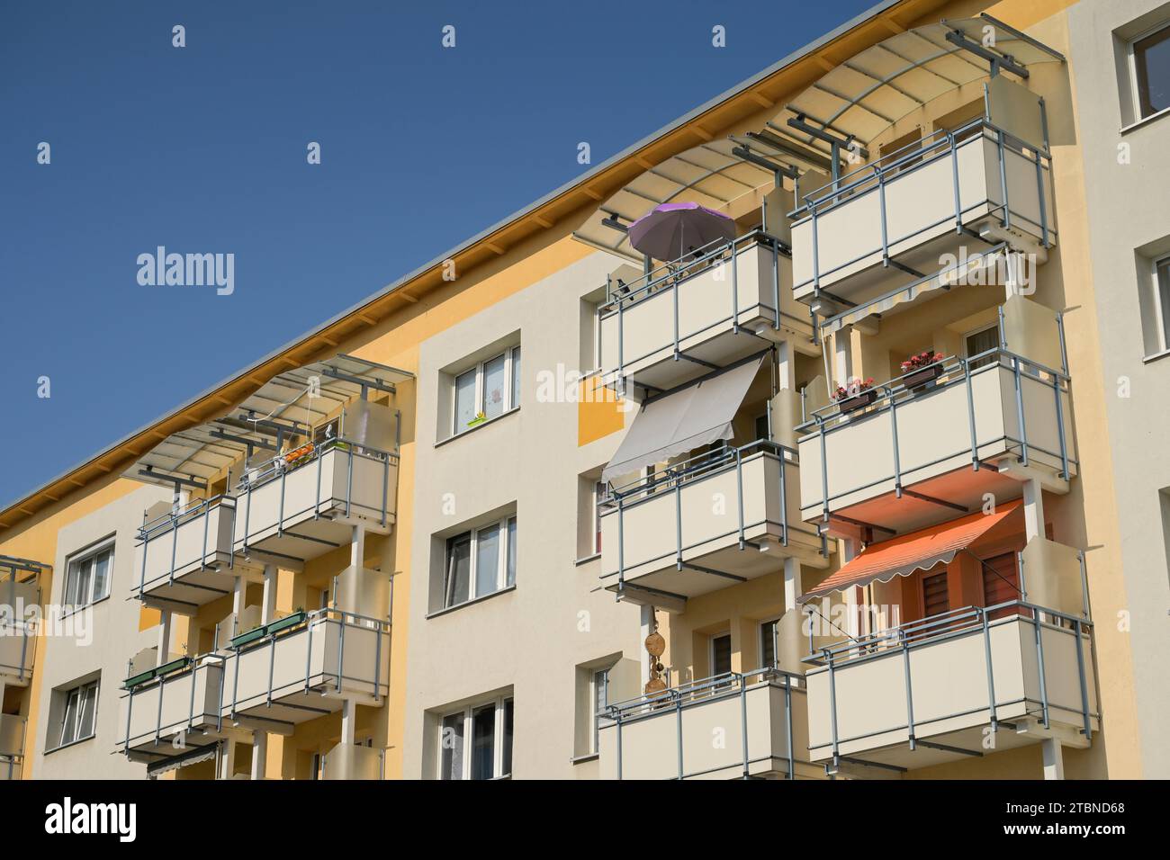 Plattenbauten, Reinheimer Straße, Fürstenwalde, Landkreis Oder-Spree, Brandeburgo, Deutschland Foto Stock