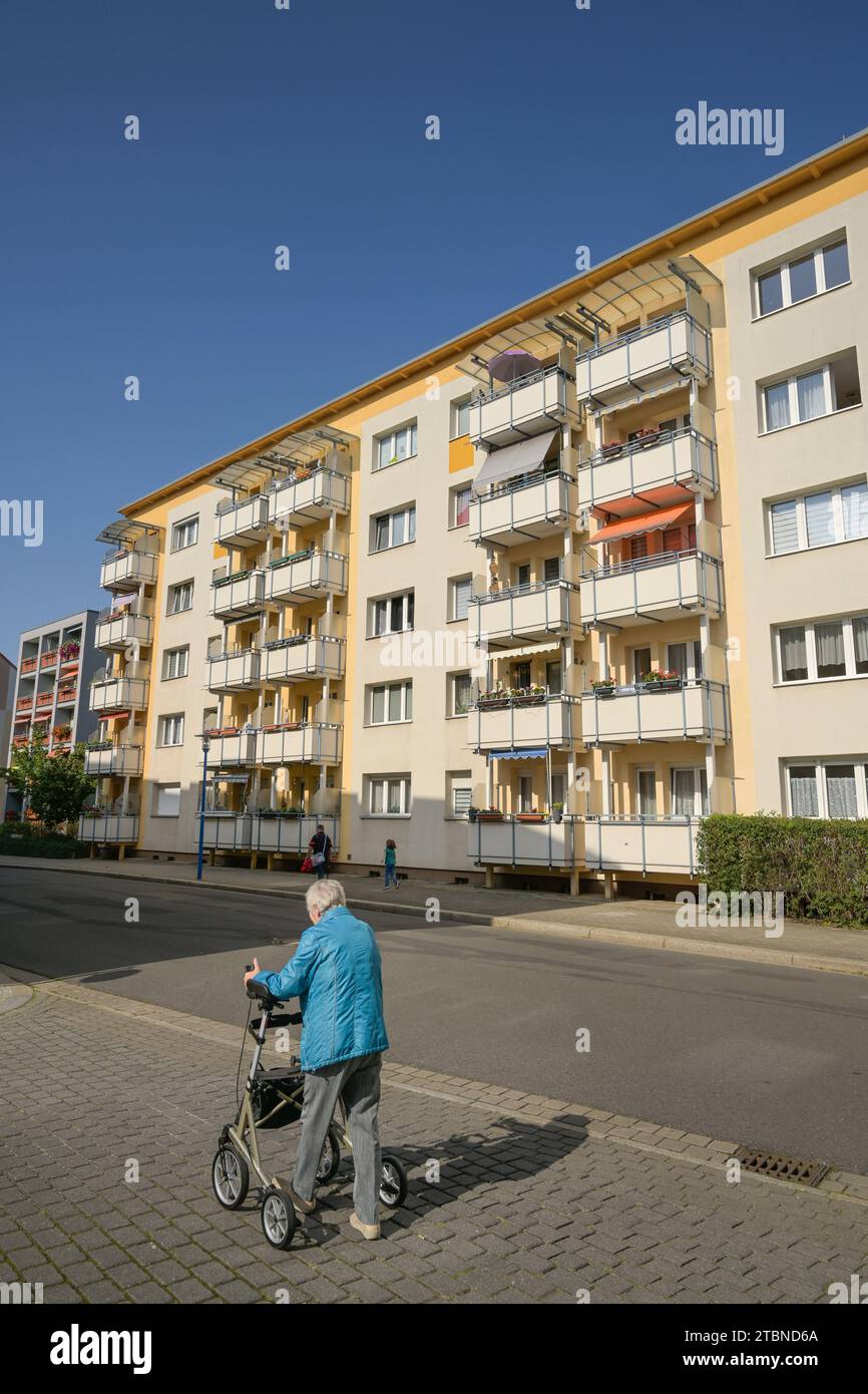 Plattenbauten, Reinheimer Straße, Fürstenwalde, Landkreis Oder-Spree, Brandeburgo, Deutschland Foto Stock