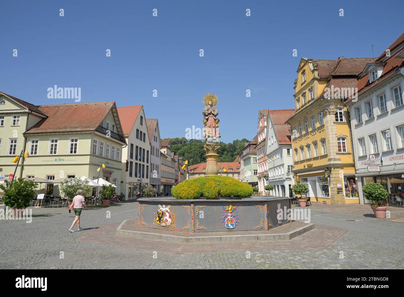 Altbauten, Marienbrunnen, Marktplatz, Altstadt, Schwäbisch Gmünd, Baden-Württemberg, Deutschland Foto Stock