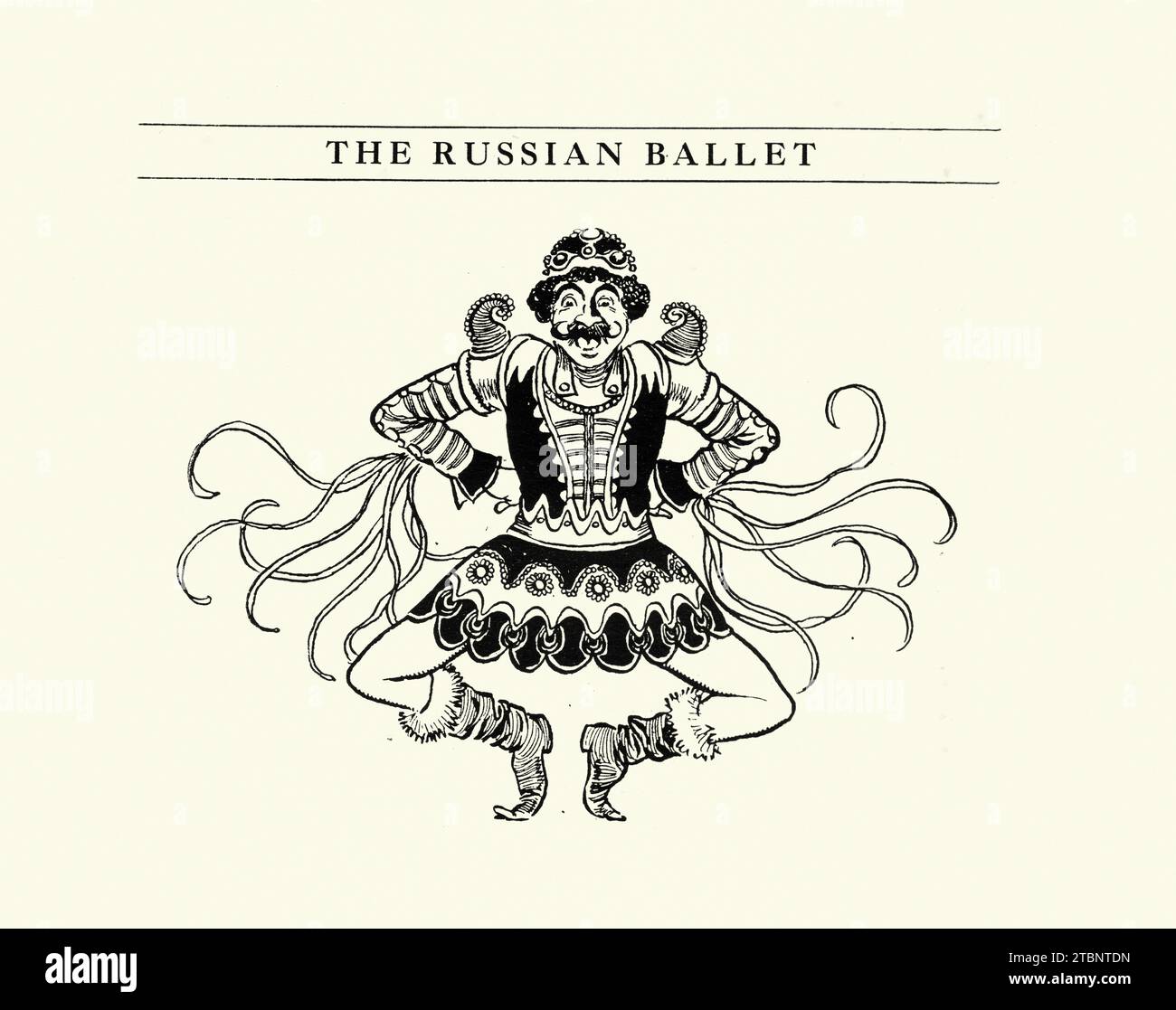 Ballerino maschile, disegno del costume per l'Oiseau de feu, l'uccello di fuoco, un balletto e un concerto orchestrale del compositore russo Igor Stravinsky Foto Stock