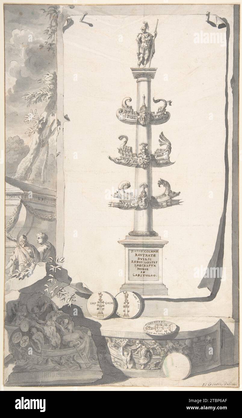 Una ricostruzione della base della colonna Rostrata 1958 di Jan Goeree Foto Stock