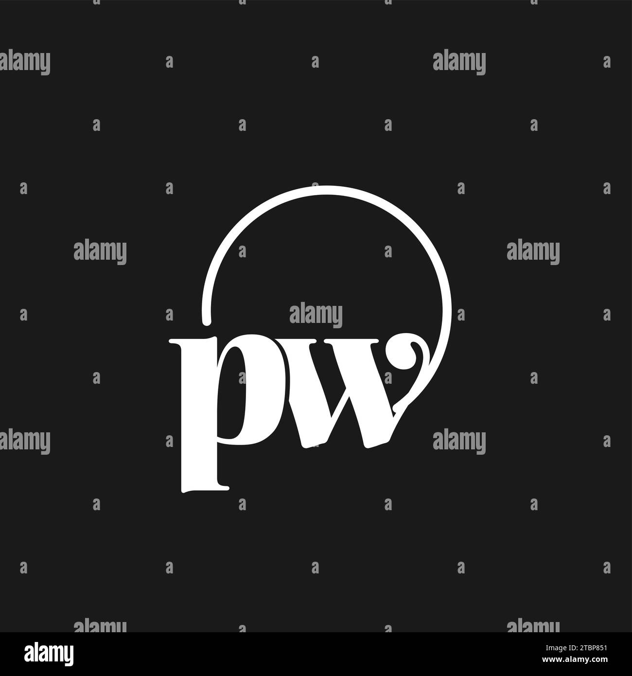 Monogramma con iniziali del logo PW con linee circolari, design minimalista e pulito, grafica vettoriale semplice ma di classe Illustrazione Vettoriale