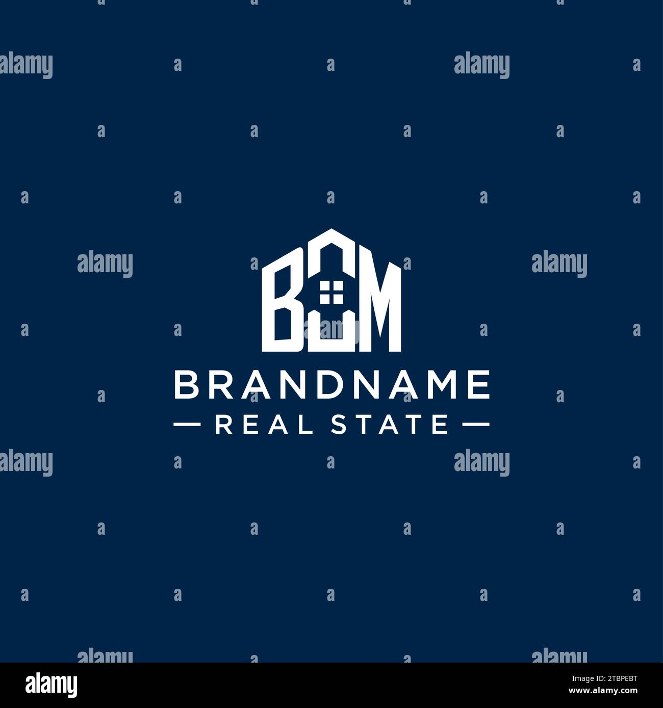 Logo BM monogramma con lettera iniziale con forma astratta della casa, grafica vettoriale di design semplice e moderno del logo immobiliare Illustrazione Vettoriale