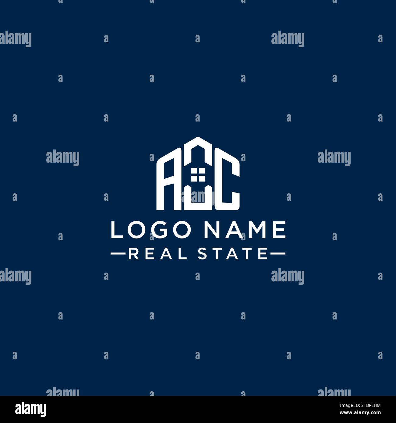 Logo monogramma AC con lettera iniziale con forma astratta, grafica vettoriale di design semplice e moderno del logo immobiliare Illustrazione Vettoriale