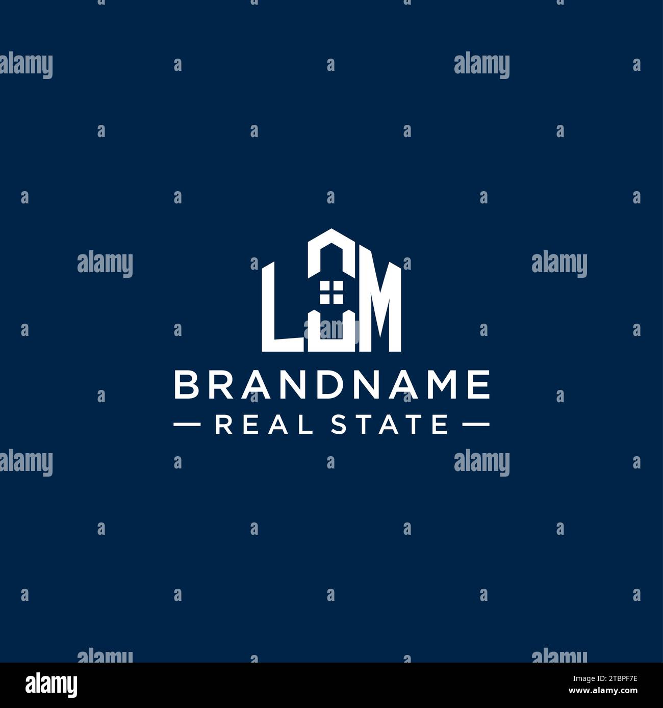 Logo monogramma LM con lettera iniziale con forma astratta, grafica vettoriale di design semplice e moderno del logo immobiliare Illustrazione Vettoriale