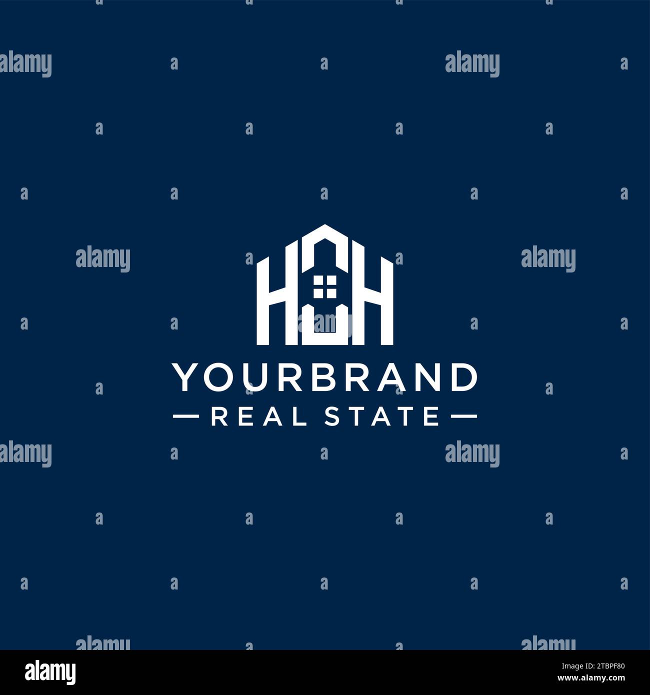 Logo monogramma HH con lettera iniziale con forma astratta, logo immobiliare semplice e moderno grafica vettoriale Illustrazione Vettoriale