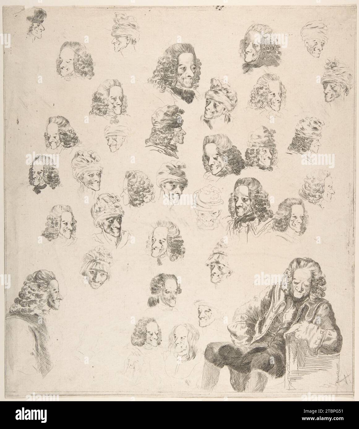 Schizzi di Voltaire all'età di ottantuno 1949 del barone Dominique Vivant Denon Foto Stock