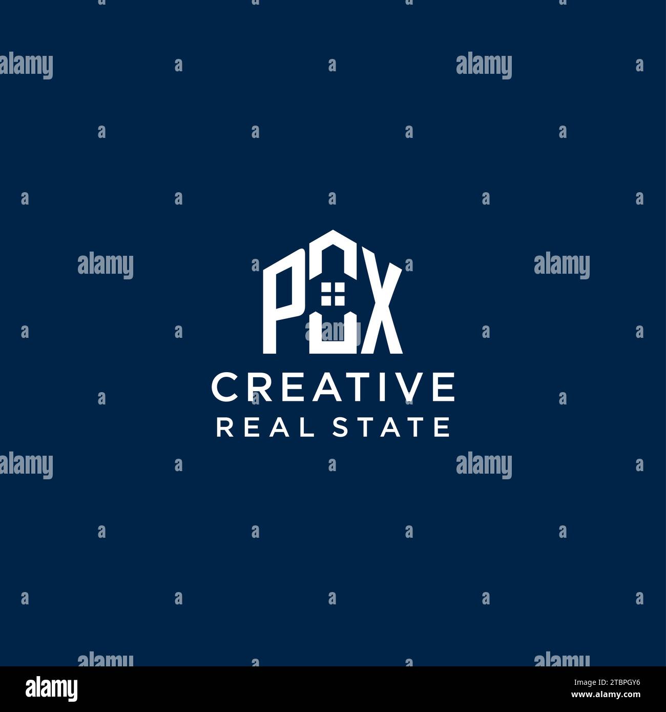 Logo monogramma PX con lettera iniziale con forma astratta, grafica vettoriale di design semplice e moderno del logo immobiliare Illustrazione Vettoriale