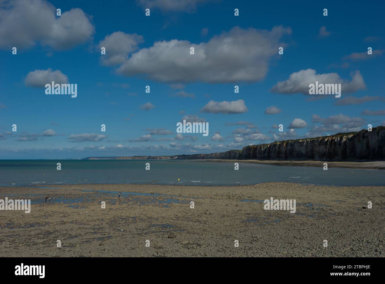 Spiaggia di Saint-Valery-en-Caux in estate, Normandia, Francia Foto Stock