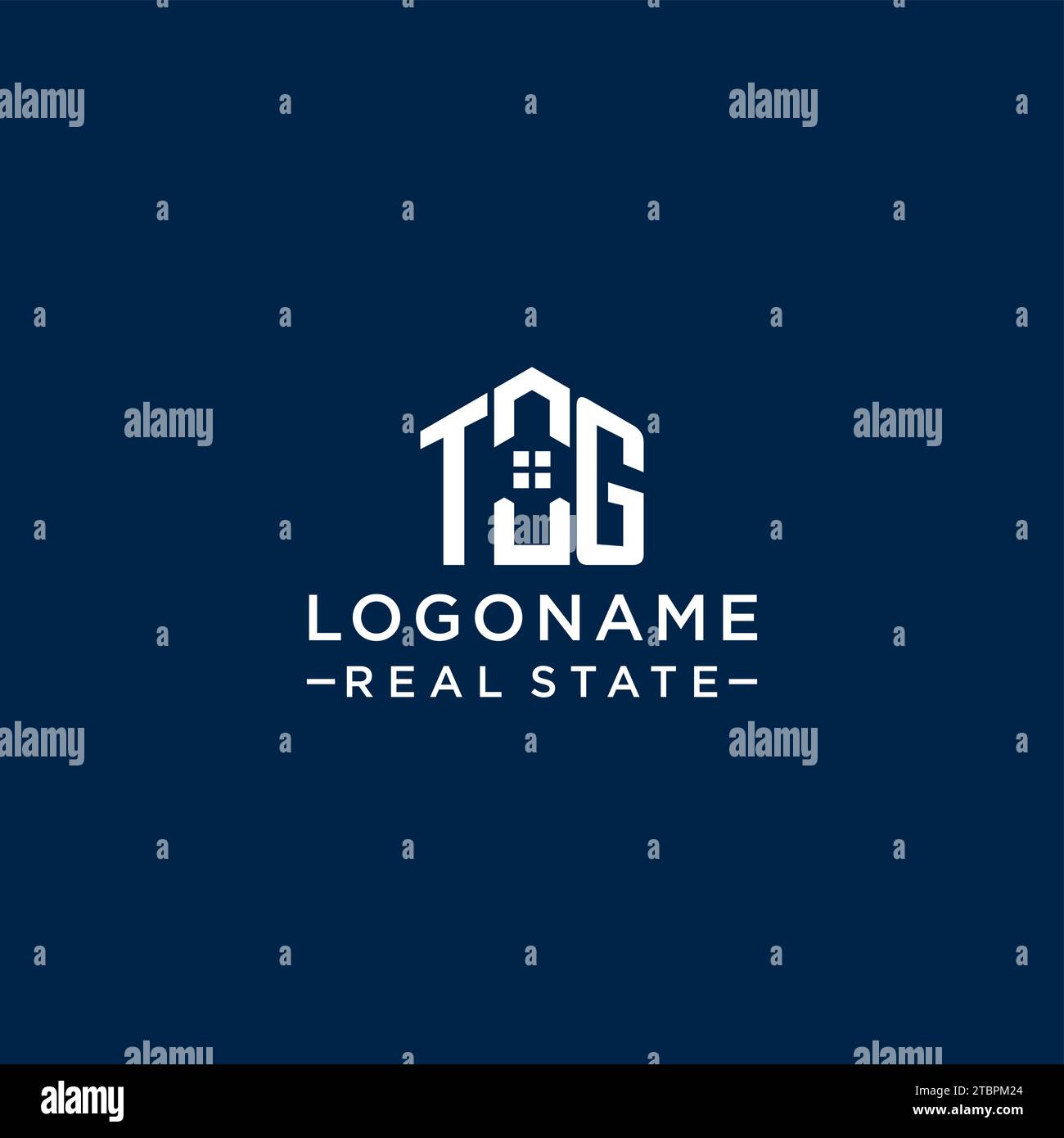 Logo monogramma TG con lettera iniziale con forma astratta, grafica vettoriale di design semplice e moderno del logo immobiliare Illustrazione Vettoriale