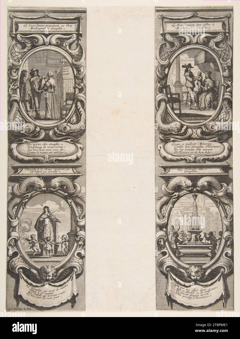 Almanacco per il 1639: Luigi XIII e Anna d'Austria affidano il regno e l'erede apparente alla Vergine nel 1951 da Abraham Bosse Foto Stock