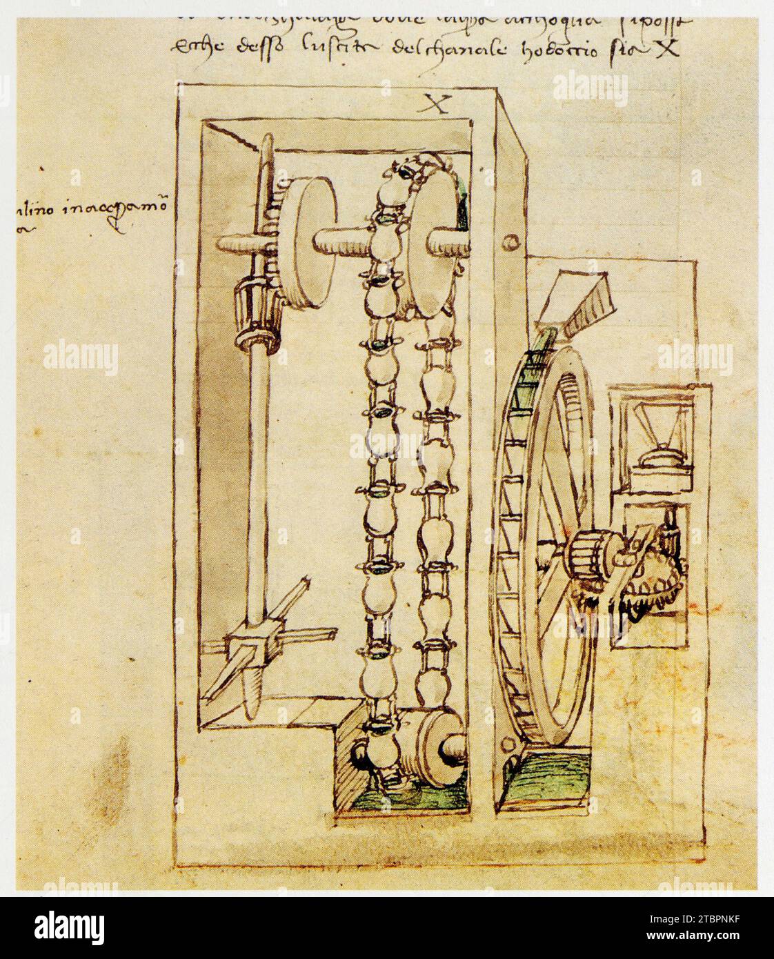 Francesco di Giorgio.1439-1501.Moulin hydraulique à vitesse costante. Foto Stock