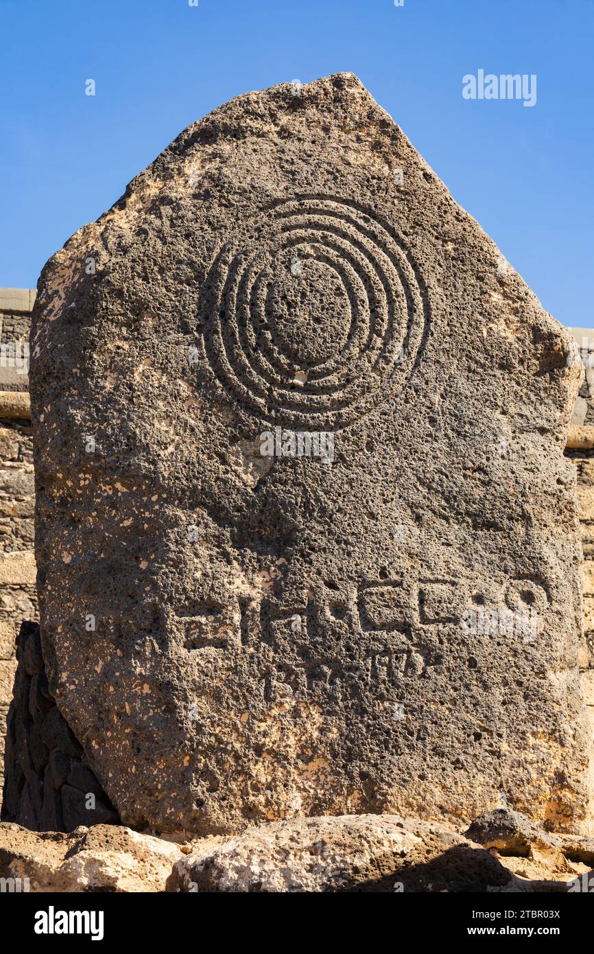 Roccia scolpita a Castillo San Gabriel, Lanzarote, Arrecife, Las Palmas, Spagna Foto Stock