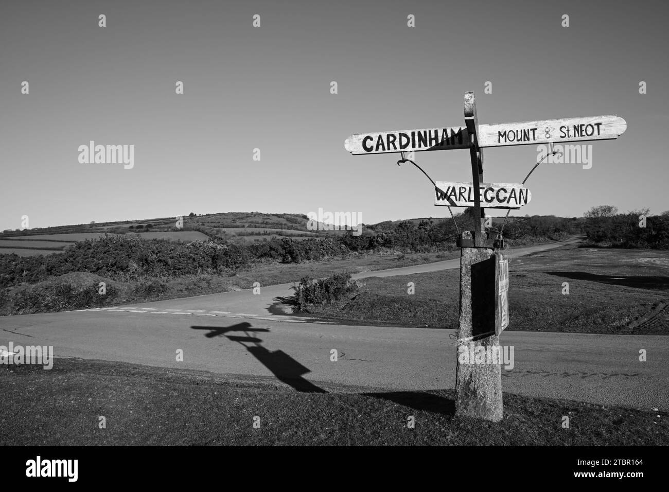 Old Stone Sign Post Bodmin Moor Foto Stock