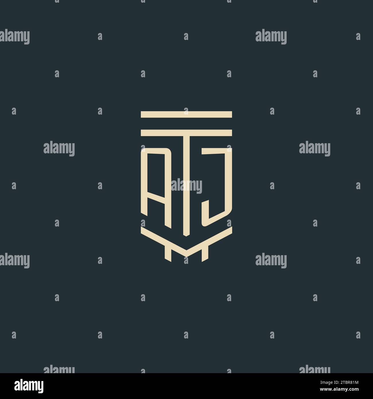 Monogramma iniziale AJ con idee di design del logo a colonna Simple line art Illustrazione Vettoriale