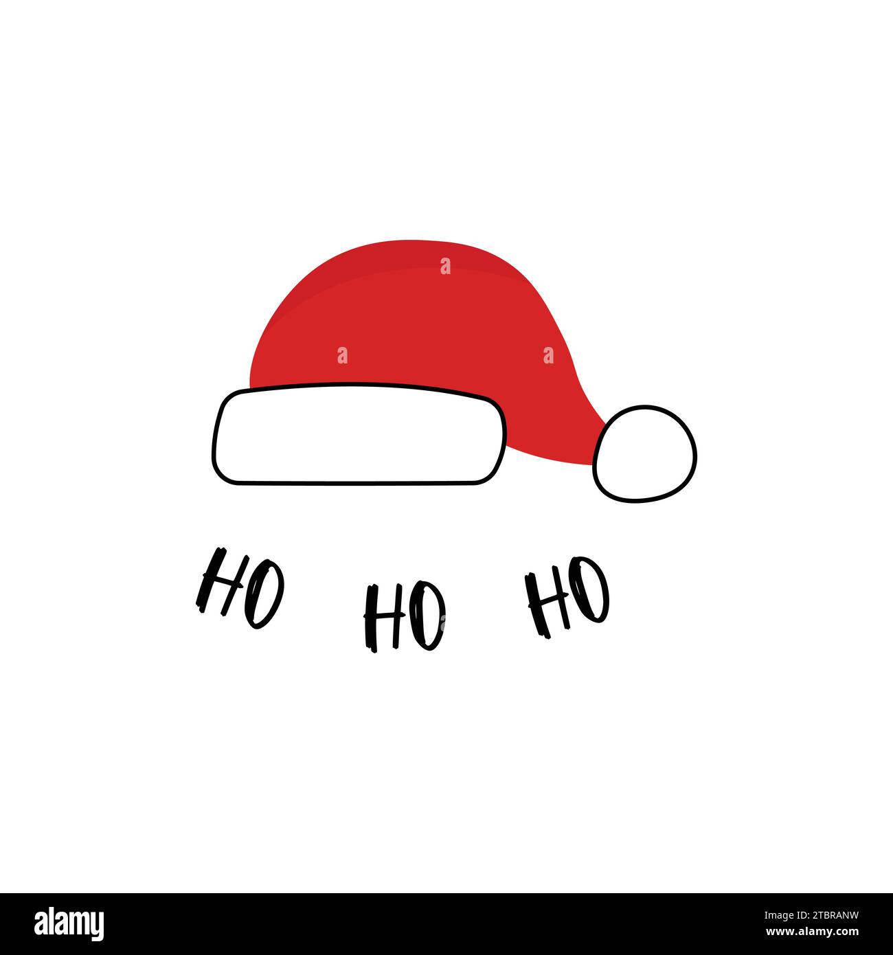 Doodle scandinavo ha isolato il cappello rosso di Babbo Natale. Il concetto di Natale e Capodanno per la stampa. Illustrazione Vettoriale