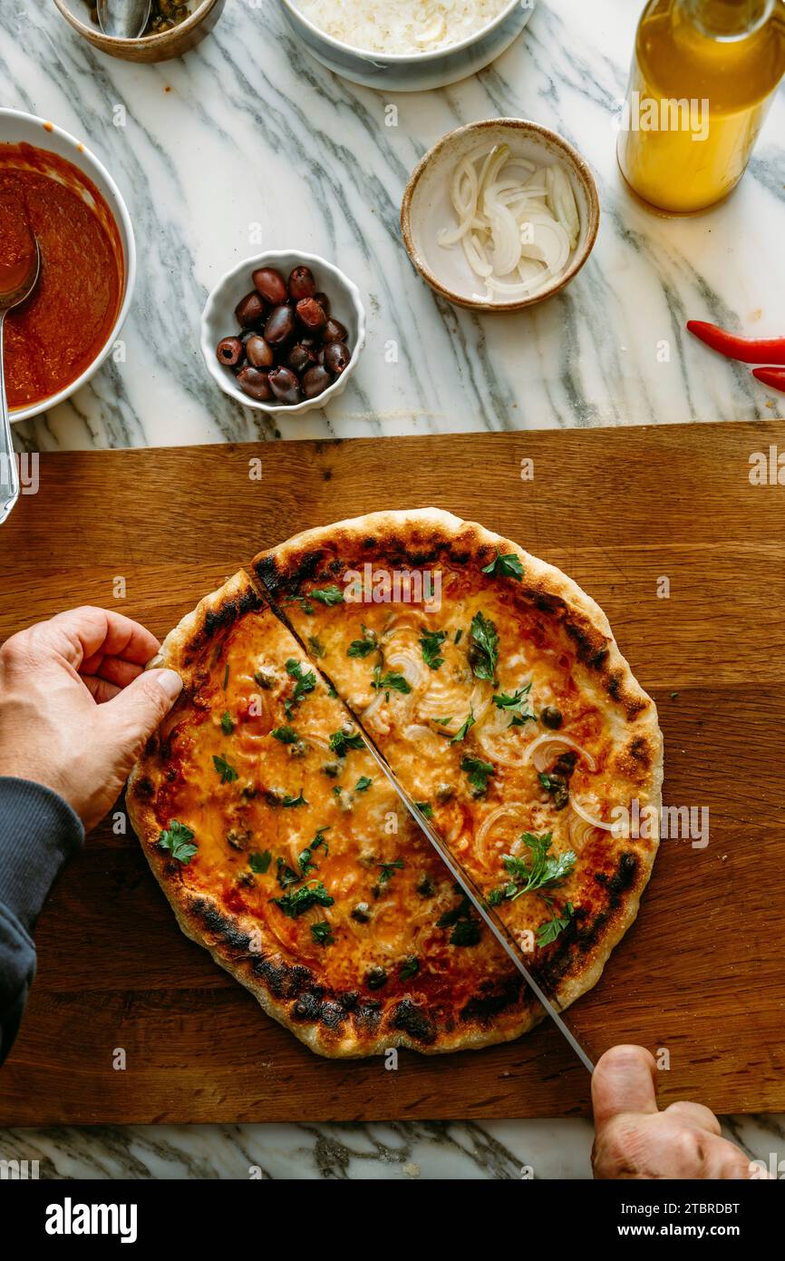 Pizza fatta in casa, Foto Stock