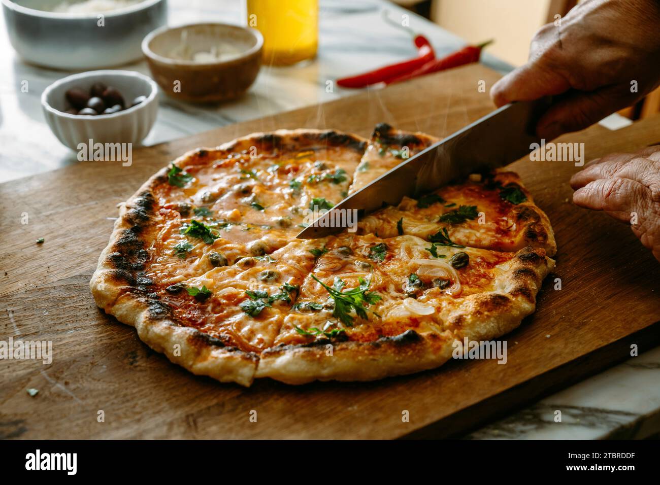 Pizza fatta in casa, Foto Stock