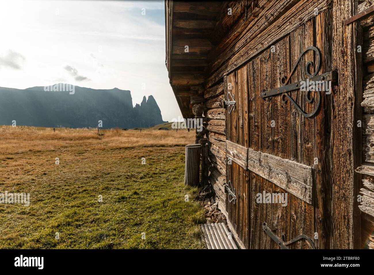 Alpe di Siusi con Sciliar Foto Stock