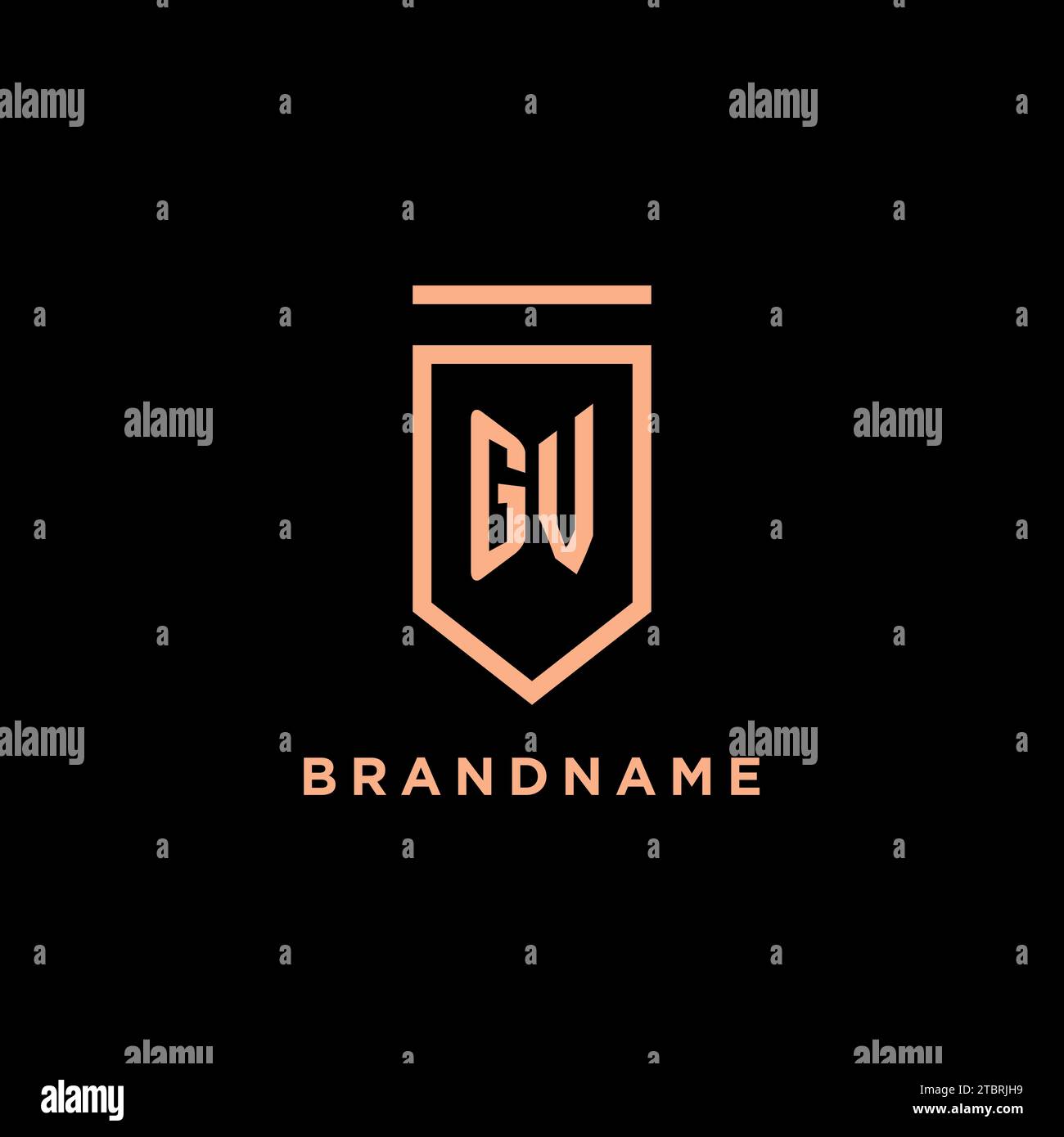 Iniziale monogramma GV con logo scudo icona grafica vettoriale Illustrazione Vettoriale