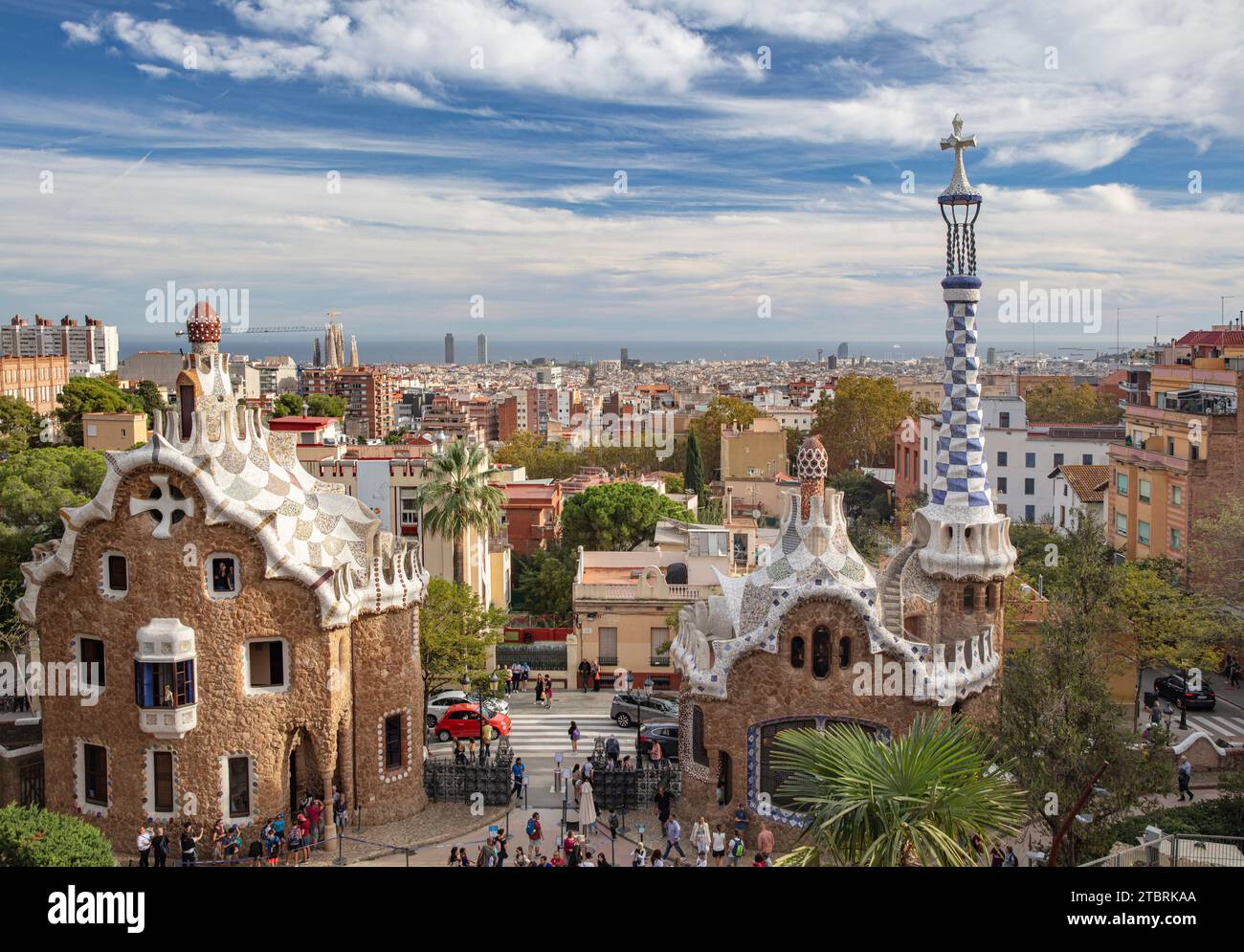 Spagna, Catalogna, Barcellona, Parc Güell, Gaudi Foto Stock