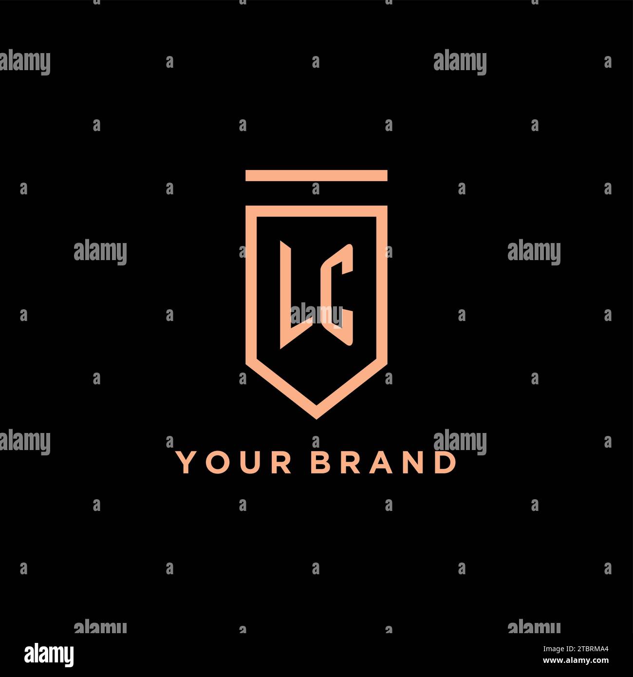 Monogramma iniziale LC con logo scudo icona grafica vettoriale Illustrazione Vettoriale