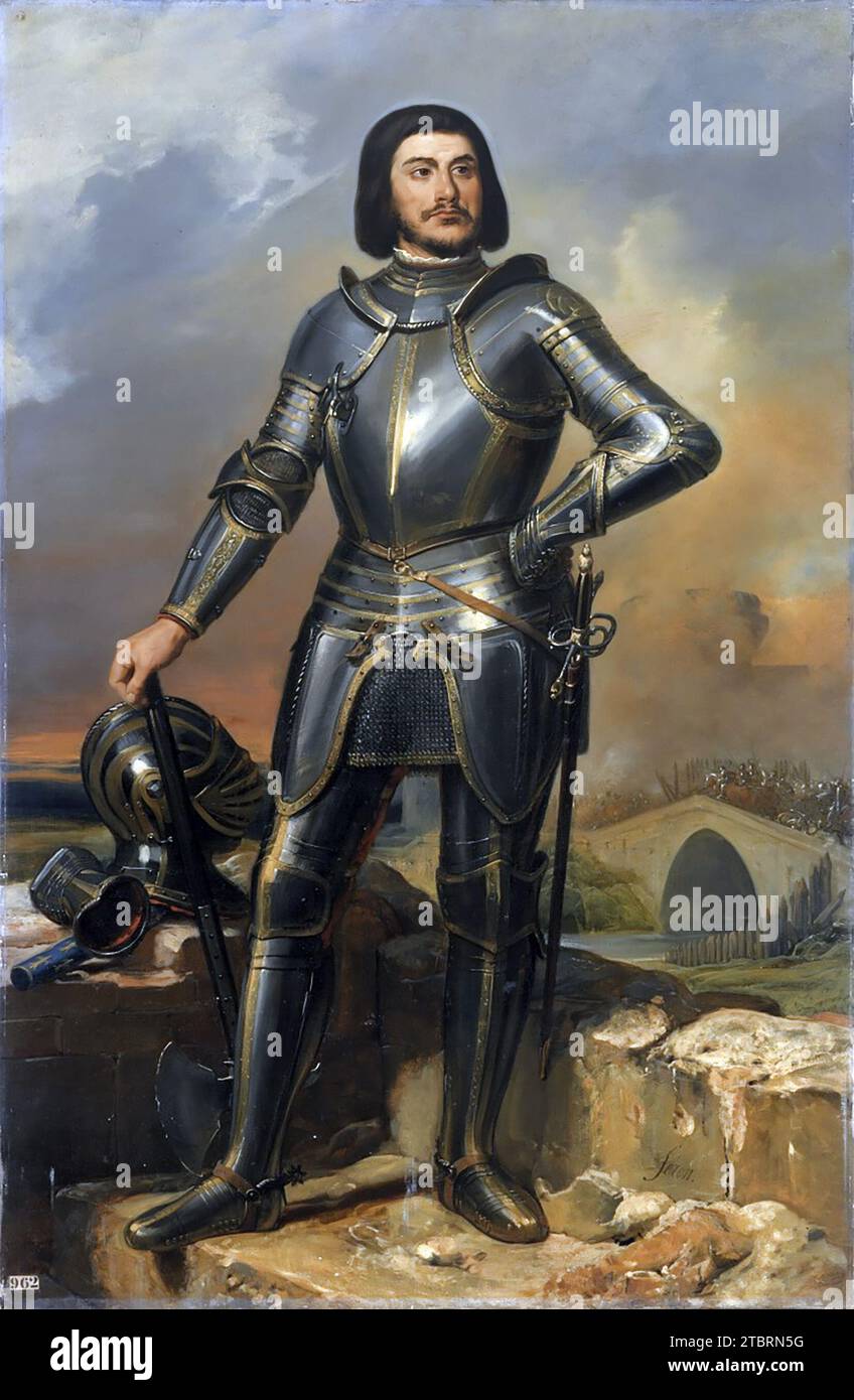 Gilles de Rais. L'impressione dell'artista del cavaliere francese, Gilles de Rais (c. 1405-1440) di Éloi Firmin Féron, olio su tela, 1835 Foto Stock